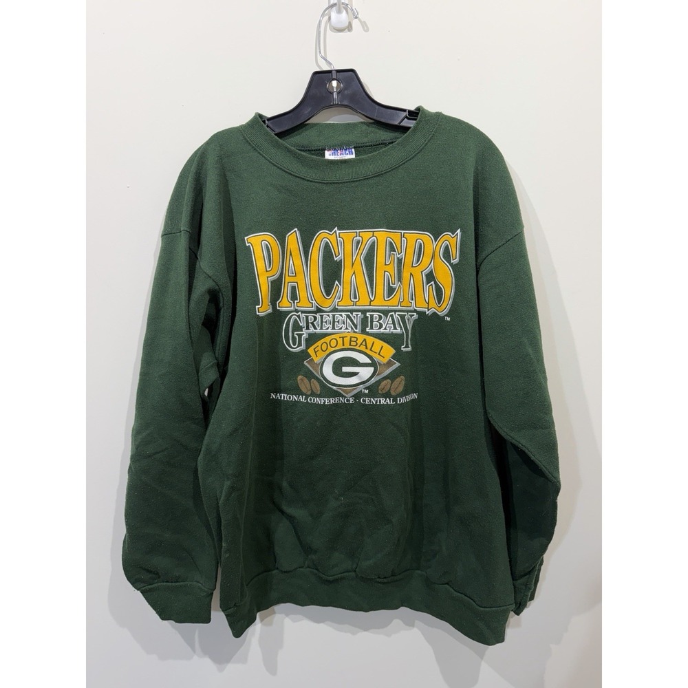 Vintage 90s Green Bay Packers Crewneck Sweatshirt Men's L Trench USA NFC Central